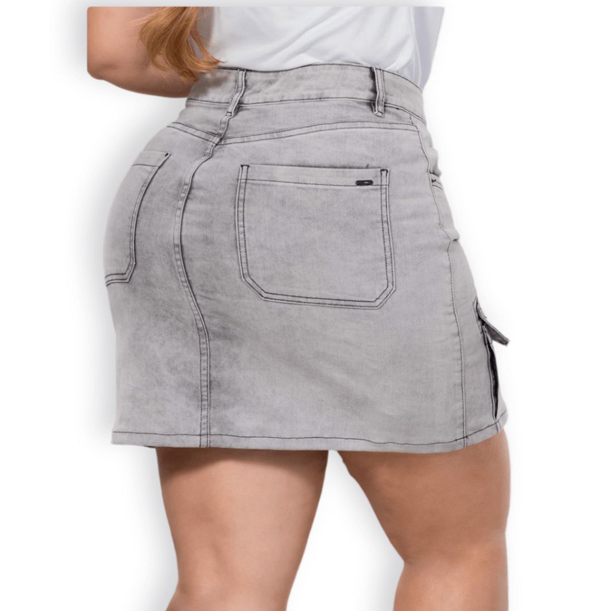 TRUCCOS JEANS - Mini Falda Cargo Gris Mujer Talla Grande  Mezclilla P17032165