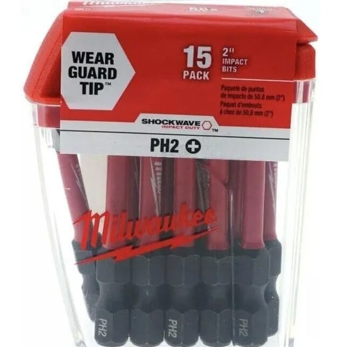 MILWAUKEE - Juego de Puntas de Impacto Atornillador PH2 x 50 mm 15 Piezas 48-32-5004 MILWAUKEE