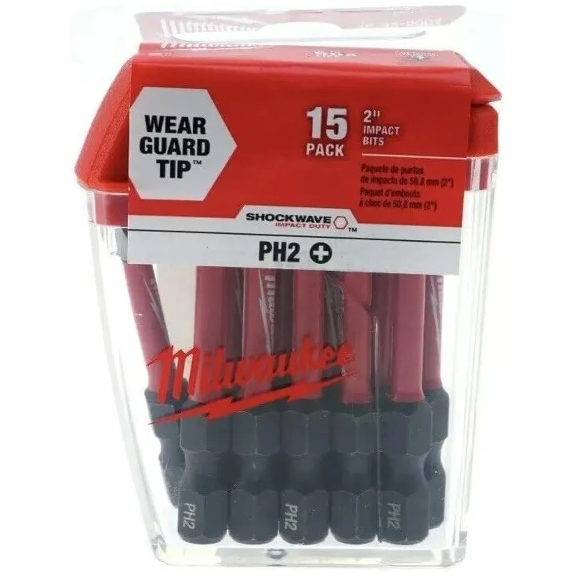 MILWAUKEE - Juego de Puntas de Impacto Atornillador PH2 x 50 mm 15 Piezas 48-32-5004 MILWAUKEE