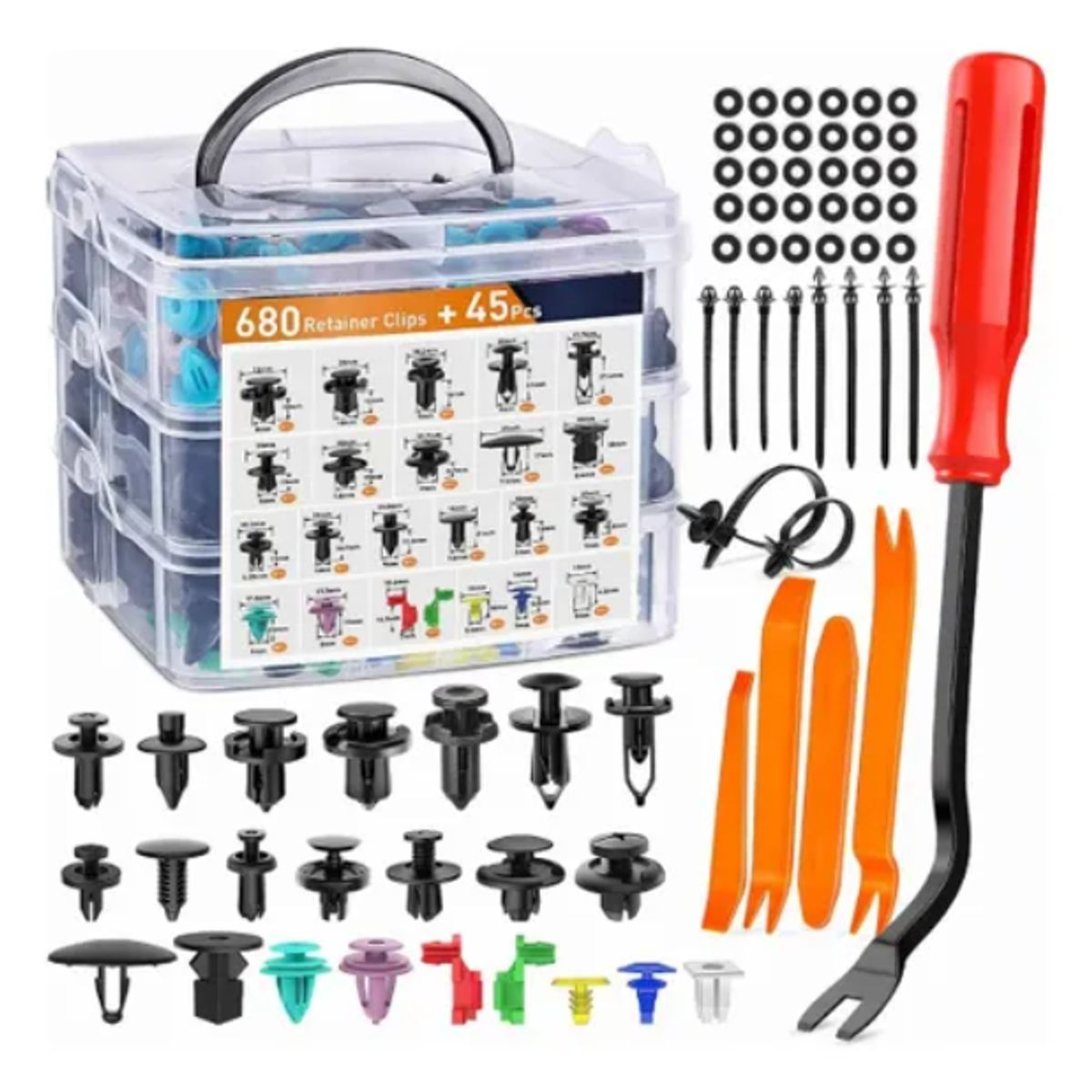 GENERICO - Kit 725 Clip Broche Retencion Plastico Auto Lata Tapabarro
