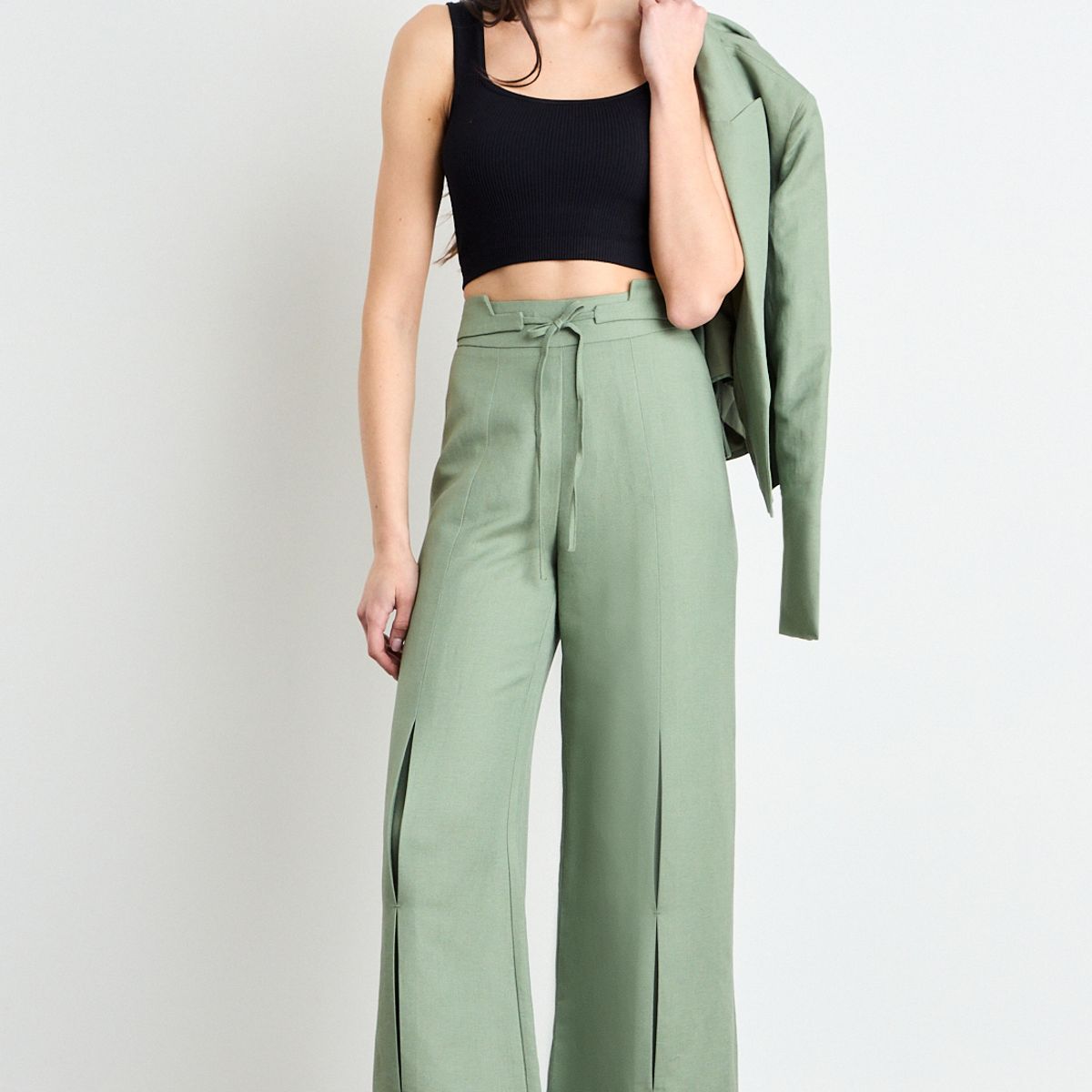 IO - Pantalon Liso Mujer Verde Oliva Io