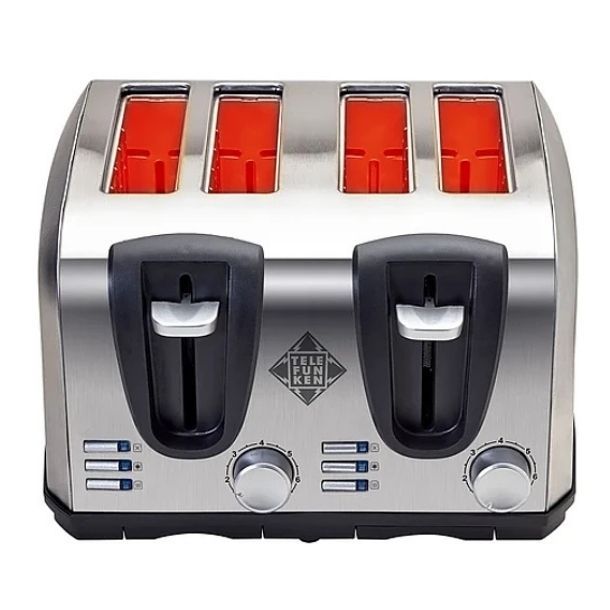 TELEFUNKEN Tostador Eléctrico 4 Rebanadas Acero Color Gris Easytoast Pro Potencia 1450W