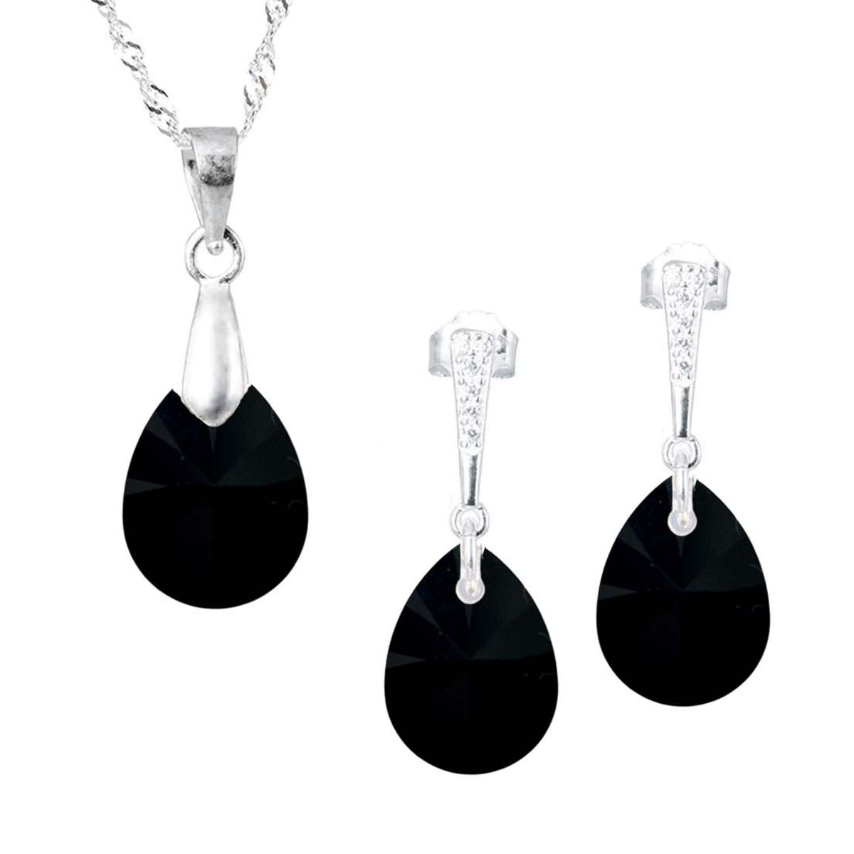 JOYAS MONTERO - Conjunto Encanto Plata 925 creado cristales de Swarovski® Jet