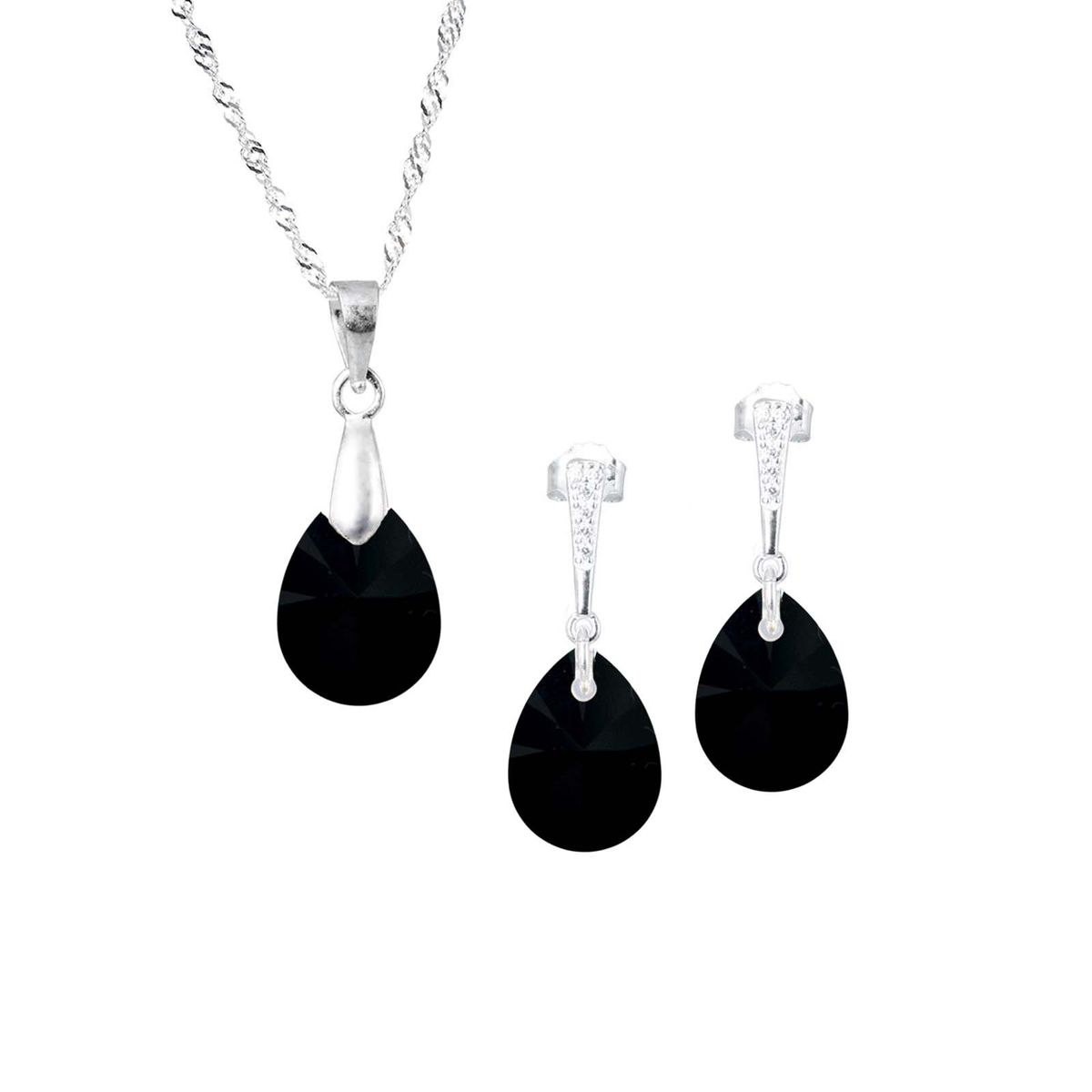 JOYAS MONTERO - Conjunto Encanto Plata 925 creado cristales de Swarovski® Jet