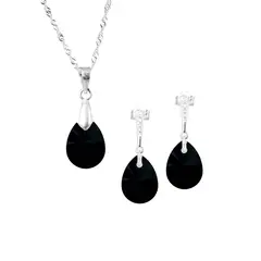 JOYAS MONTERO - Conjunto Encanto Plata 925 creado cristales de Swarovski® Jet