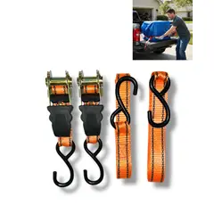 GENERICO - Set 2 Cintas Correas Eslingas De Amarres Naranja 2.5cmx4.5m