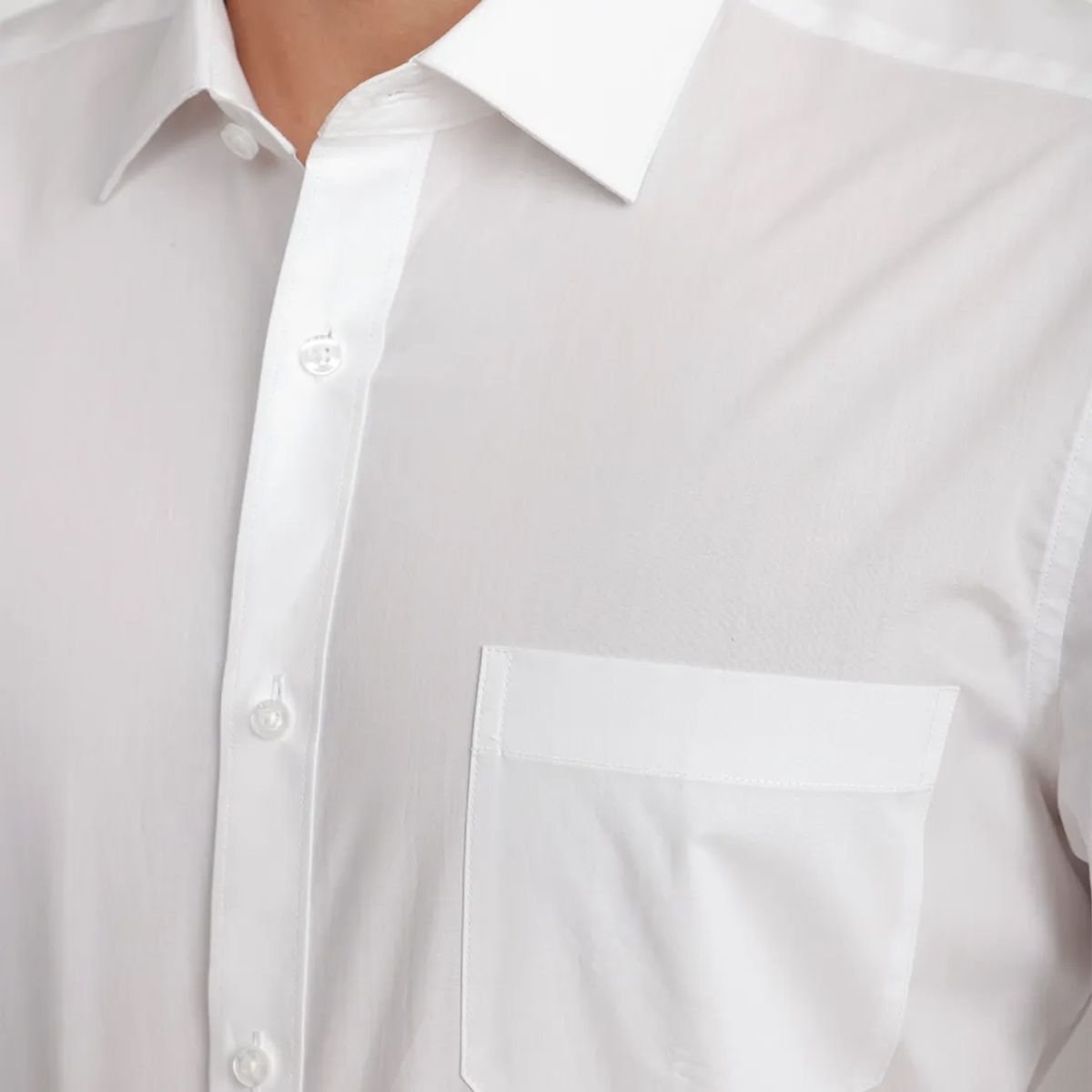 TRIAL - Camisa Formal Hombre Blanco Cuello Italiano Poplin con bolsillo