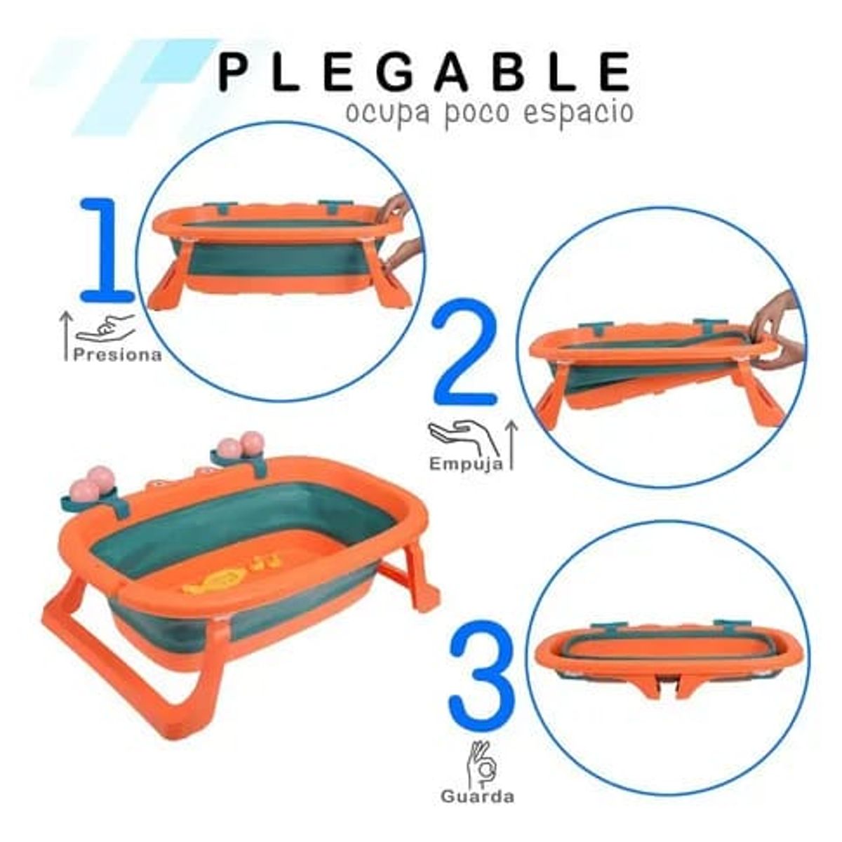 GENERICO - BAÑERA PARA BEBE PLEGABLE DE CANGREJO NARANJA