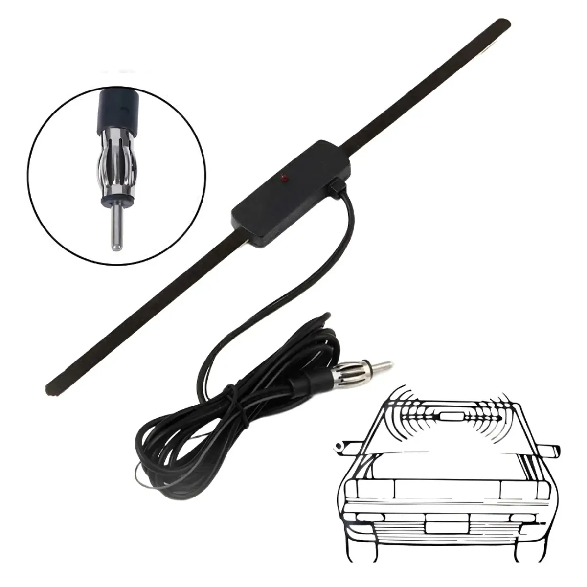 GENERICO - Antena Electrónica Radio Interior Parabrisa Autos 28cm Amfm