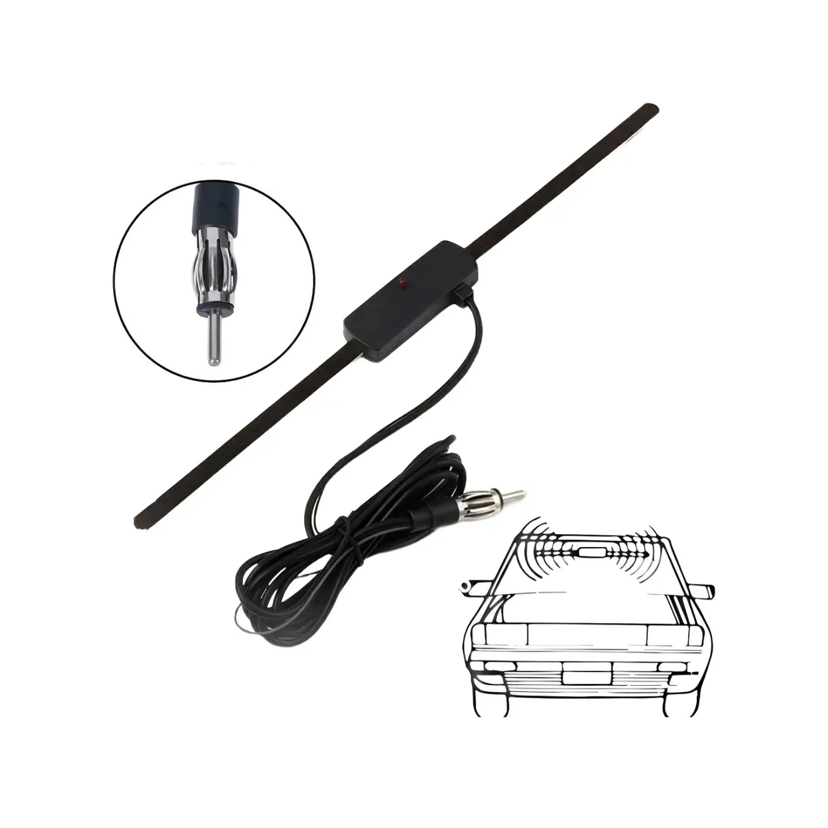 GENERICO - Antena Electrónica Radio Interior Parabrisa Autos 28cm Amfm