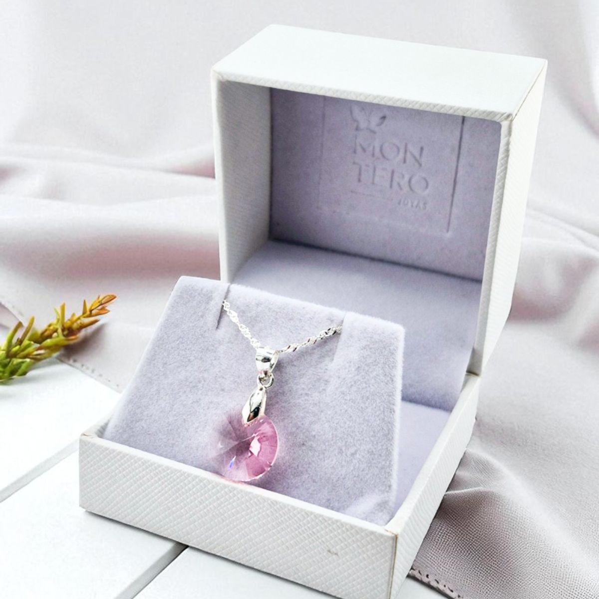 JOYAS MONTERO - Collar Paris Plata 925 con creado cristales de Swarovski® Rose