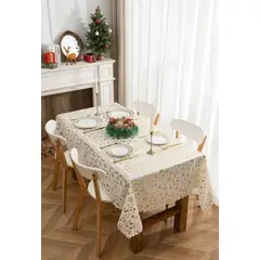 GENERICO - Mantel Impermeable Rectangular Decoración Navidad 220x140 Mantel BLANCO
