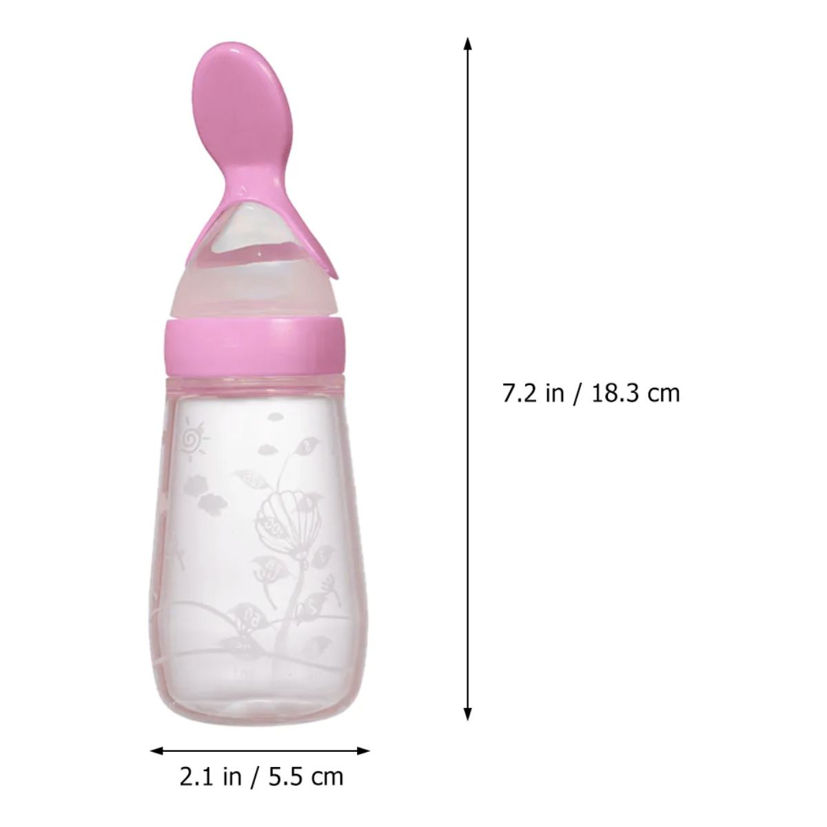GENERICO - Mamadera Rosa De Silicona Con Cuchara Bebé