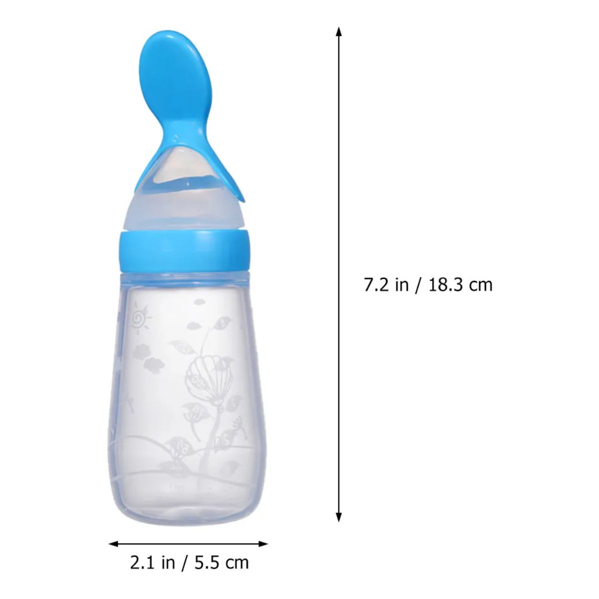GENERICO - Mamadera Celeste De Silicona Con Cuchara Bebé