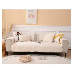 COMPRAPO - Set 3 Piezas Cubre Asiento Sofá + 2 Cubre Brazos Color Crema 3 Cuerpos