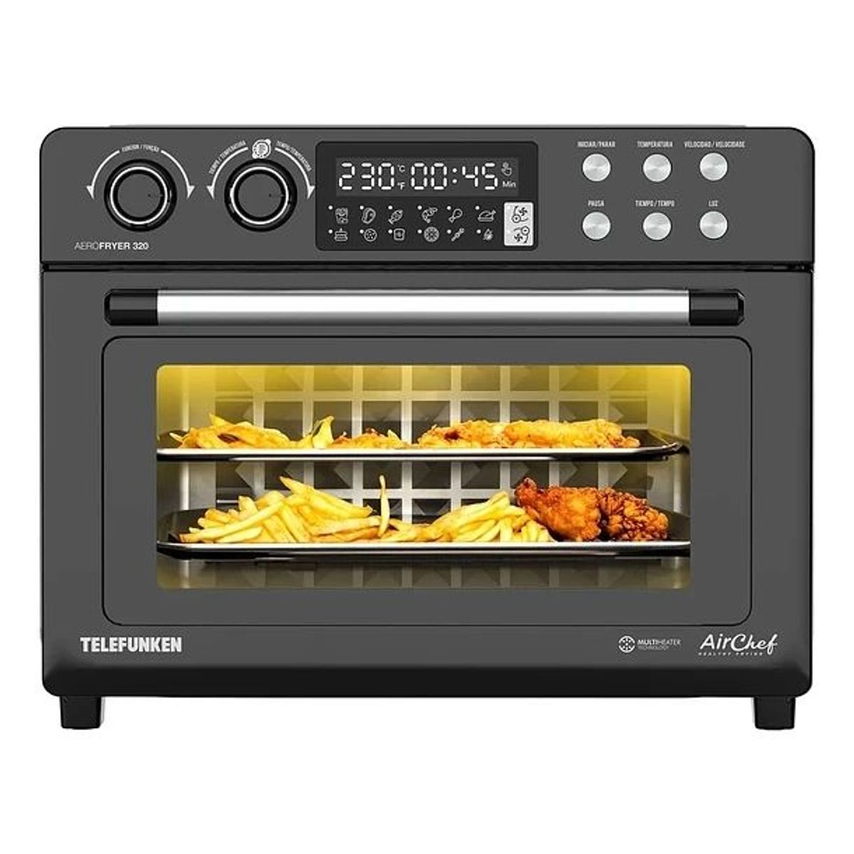 TELEFUNKEN - Freidora De Aire Horno Telefunken Aerofryer 320 Digital 32lt Color Gris Oscuro AirChef