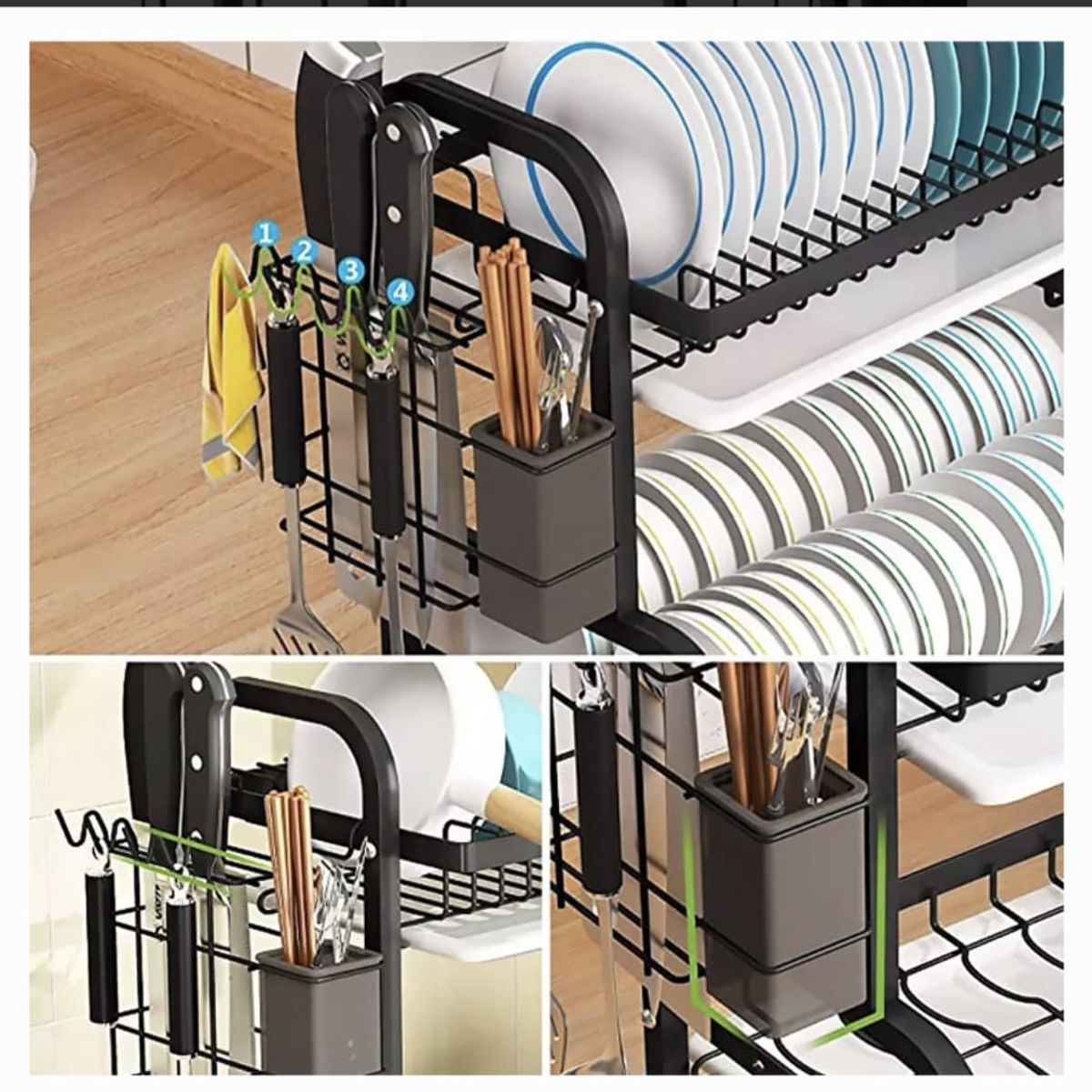 GENERICO - Secador Escurridor De Platos Loza Vajilla 2 Niveles Secaplato Cocina