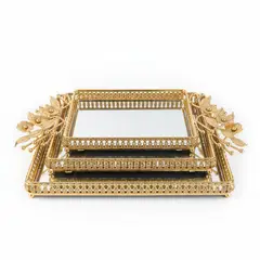 GENERICO - SET BANDEJAS DECORATIVA CON ESPEJO VITTORIA