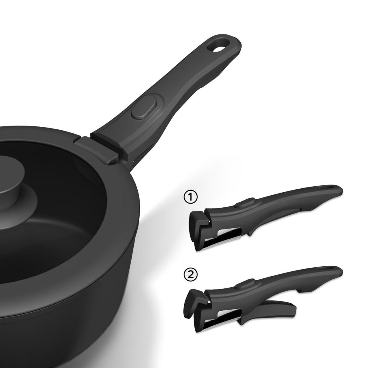 BOHLIER - Batería de Cocina 11 Piezas Aluminio Forjado Snap-On Black