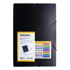 ADETEC - Carpeta Oficio Plástica Con Elástico 1 Unidad Negro