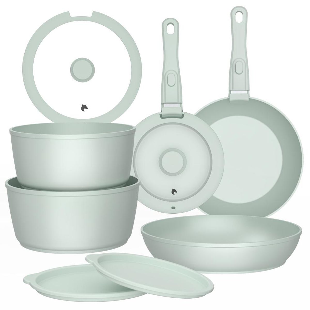 BOHLIER - Batería de Cocina 11 Piezas Aluminio Forjado Snap-On Mint