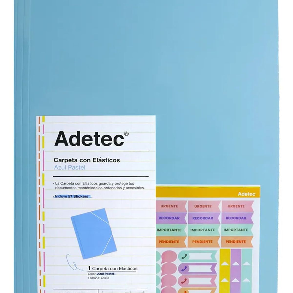 ADETEC - Carpeta Adetec Oficio Con Elástico 1 Unidad - Celeste