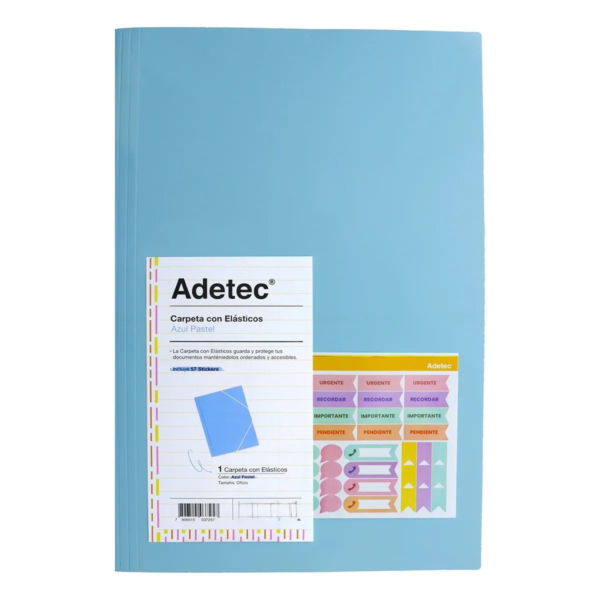 ADETEC - Carpeta Adetec Oficio Con Elástico 1 Unidad - Celeste