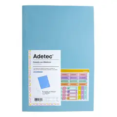 ADETEC - Carpeta Oficio Con Elástico 1 Unidad - Celeste