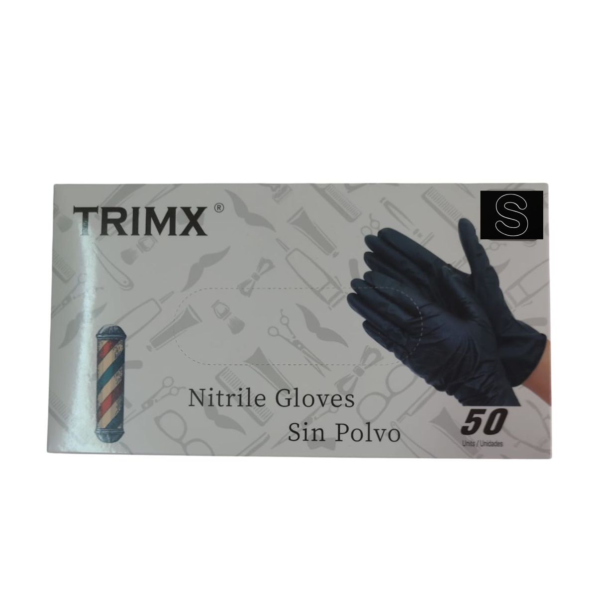 GENERICO - Guantes Negros de Nitrile Gloves Sin polvo Goma Trimx 50 Unidades Talla S