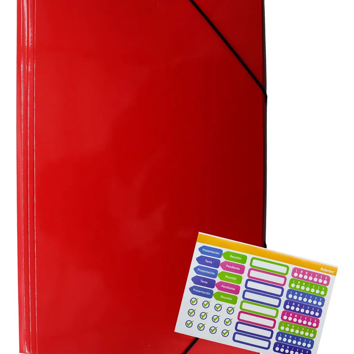 ADETEC - Carpeta Adetec Oficio Con Elástico 1 Unidad - Rojo