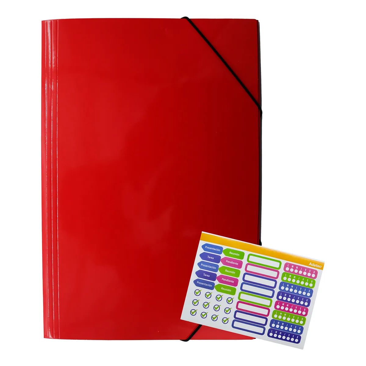 ADETEC - Carpeta Adetec Oficio Con Elástico 1 Unidad - Rojo