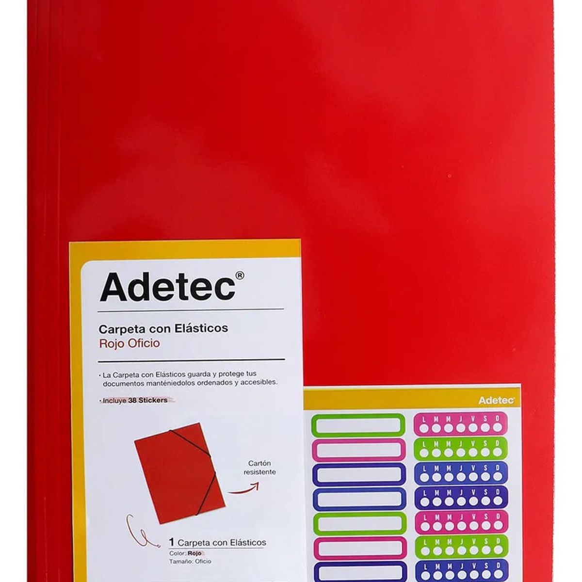 ADETEC - Carpeta Adetec Oficio Con Elástico 1 Unidad - Rojo