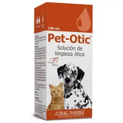 DRAG PHARMA - Pet-Otic Solución Limpiadora 100 mL Remueve Cera y Mal Olor en Oídos de Perros y Gatos