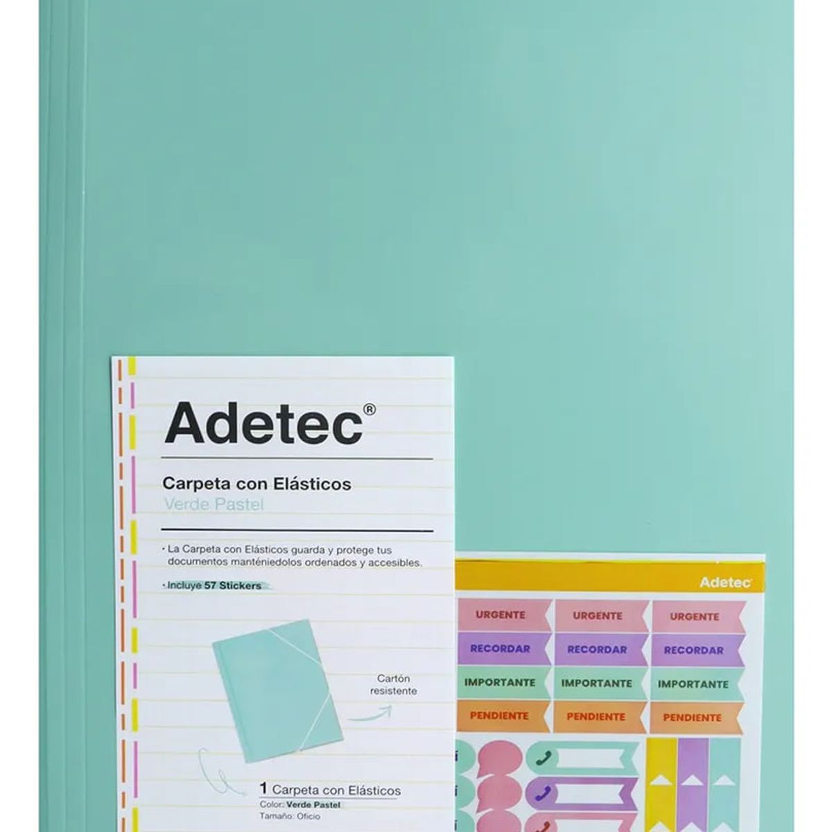 ADETEC - Carpeta Adetec Oficio Con Elástico 1 Unidad - Verde Claro