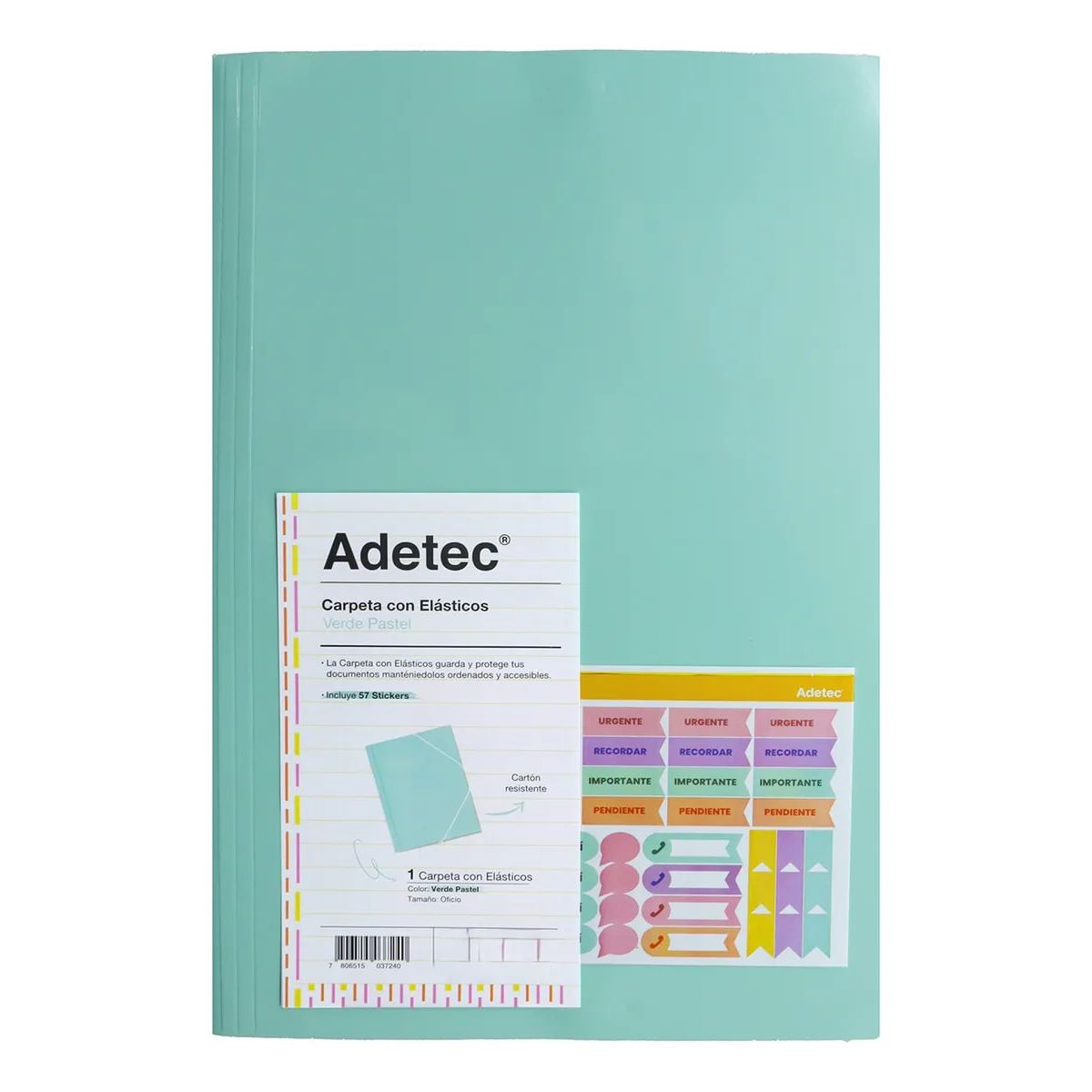 ADETEC - Carpeta Adetec Oficio Con Elástico 1 Unidad - Verde Claro