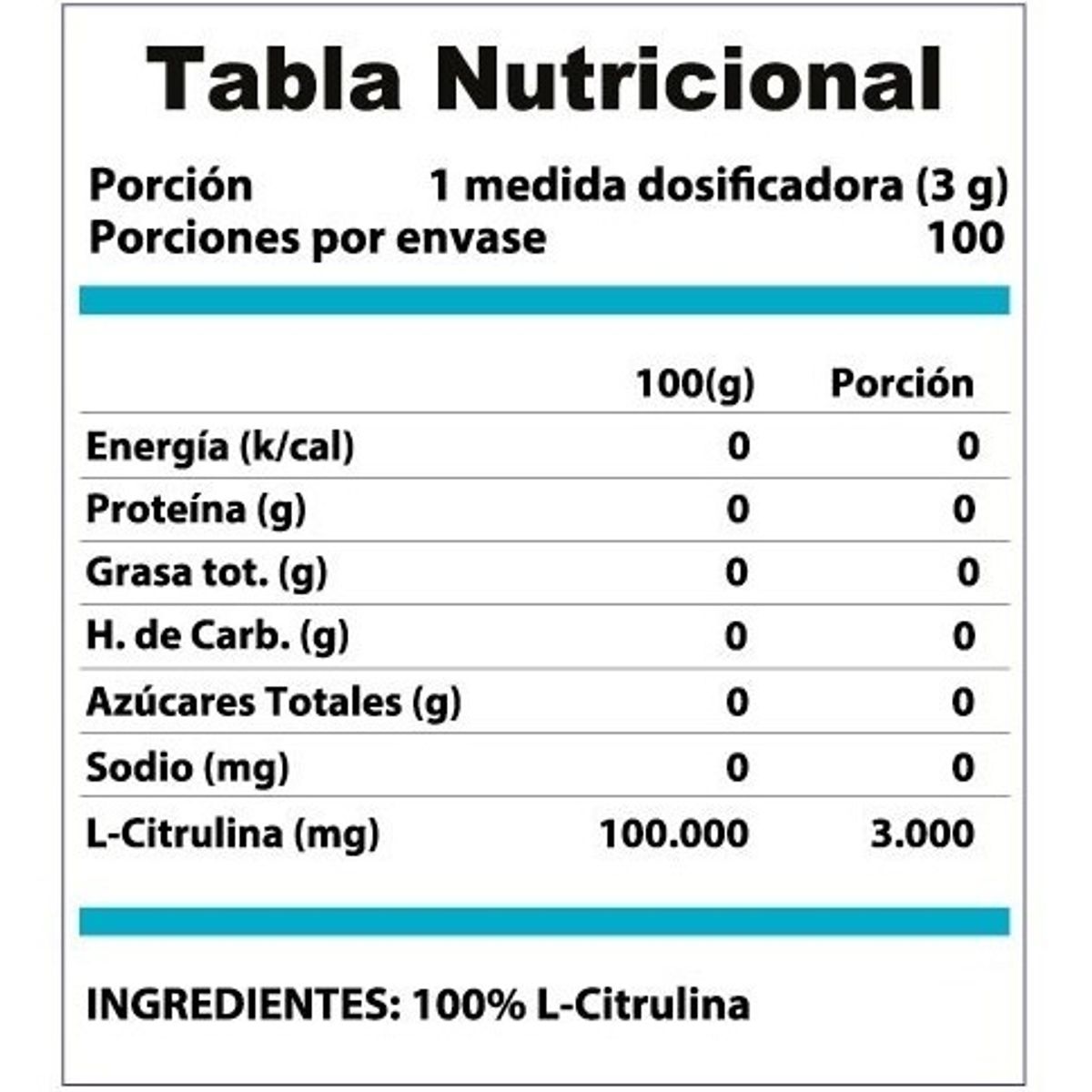 WINKLER NUTRITION - L-citrulina 300g 100 Servicios Vasodilatador + Óxido Nítrico