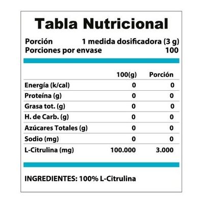 Imagen 2 del producto L-citrulina 300g 100 Servicios Vasodilatador + Óxido Nítrico