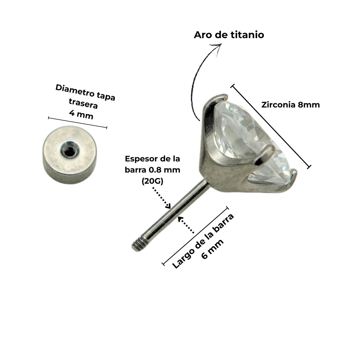 ELBAULDEJUMA - Aros punto de luz 8mm titanio ASTM F136
