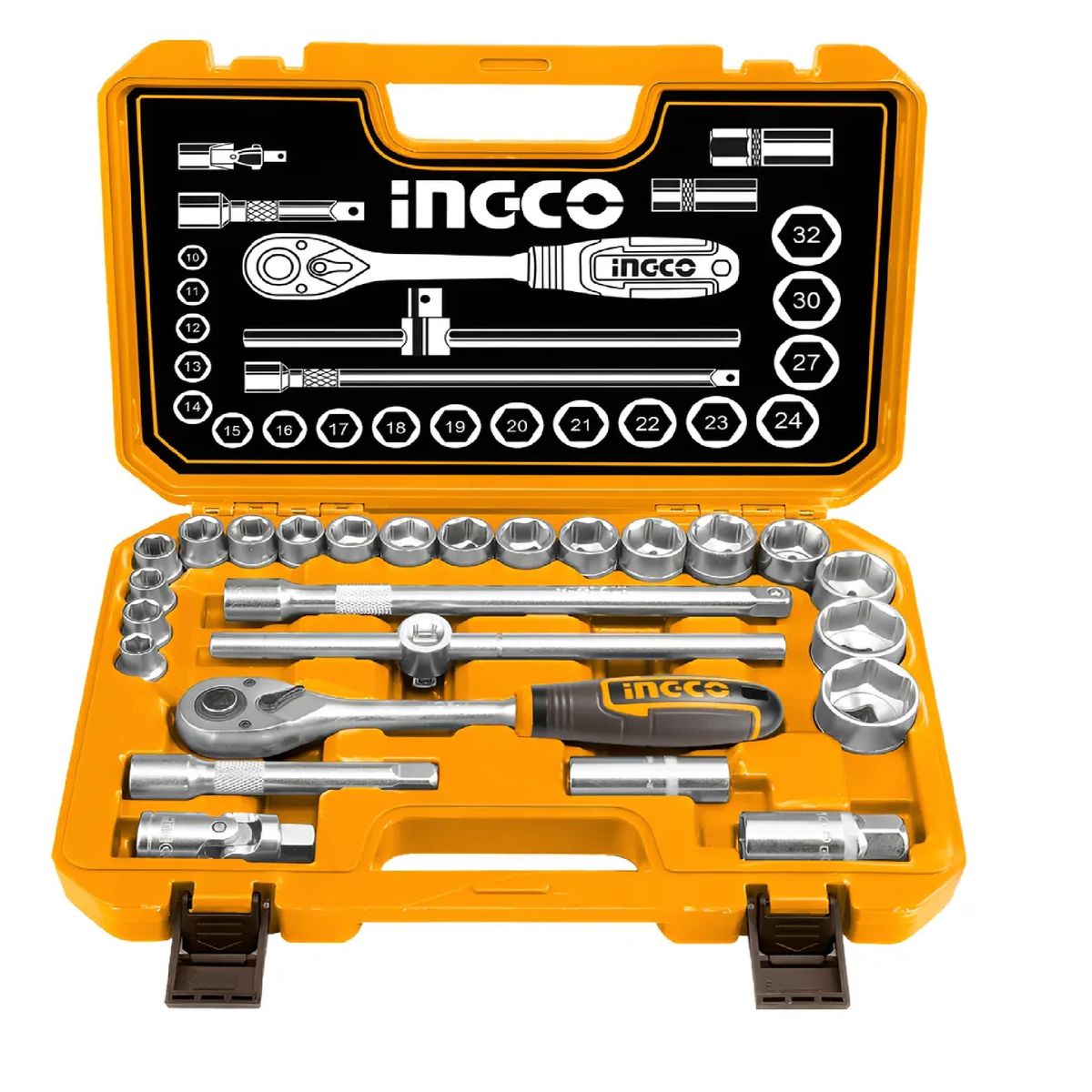 INGCO - Set De Dados Ingco Media 25 Pzas Maletin Chicharra 45 Dientes