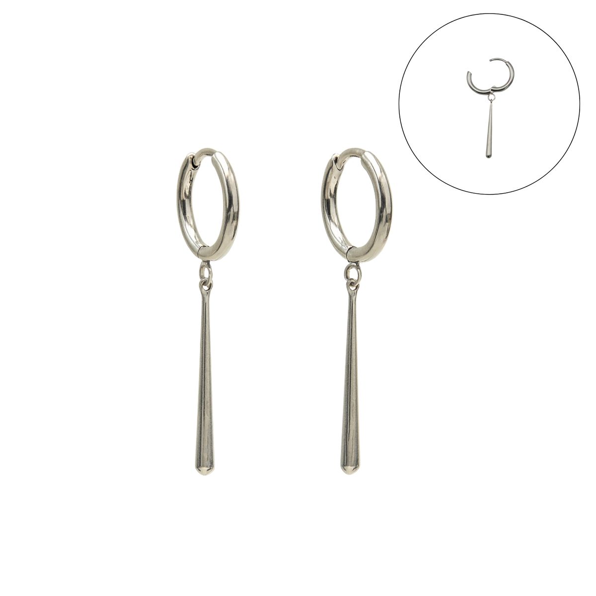 ELBAULDEJUMA - Argollas largas plateadas Zora 10mm  titanio ASTM F136