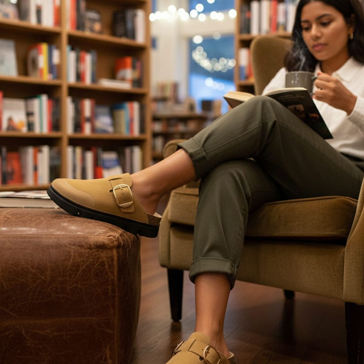 BOVINITA - Zueco Mujer Mocasín Mule  Hebilla Casual Plataforma Cómoda