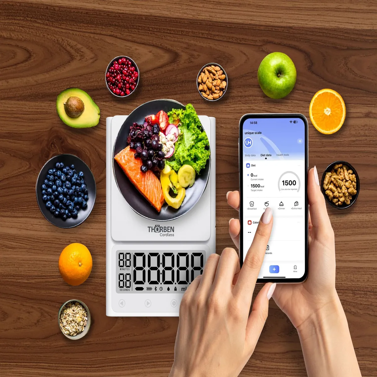 THORBEN - Pesa de Cocina 3 en 1 Digital Usb Thor Smart Kitchen Scale