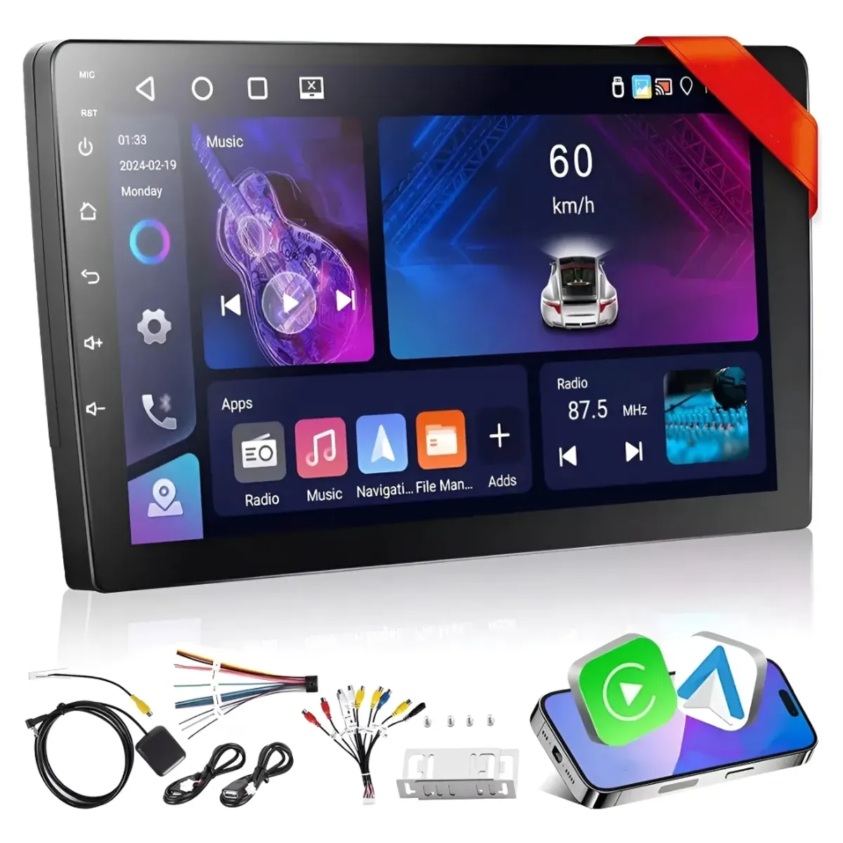 GENERICO - Radio Android de 9 pulgadas con sistema Carplay y Mirror.