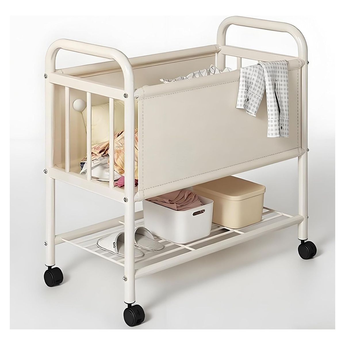 EVERSO - Cesta Canasto De Ropa Sucia Lavanderia Con Estante Y Ruedas