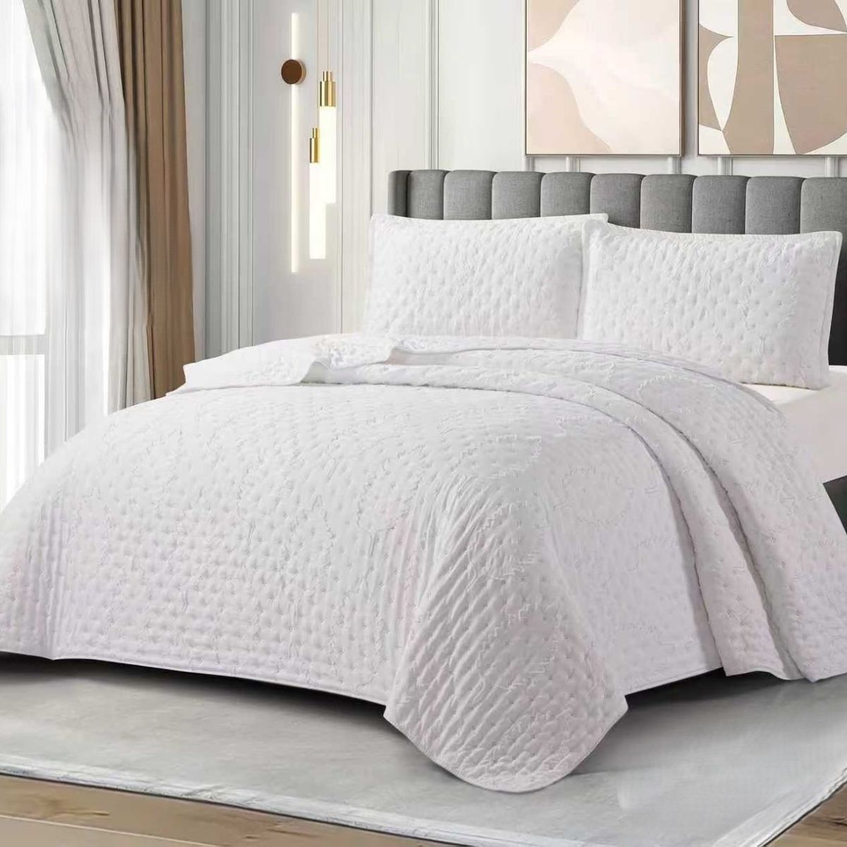 GENERICO - Cobertores Quilts Verano con Bordados en alto relieve técnica Tufting