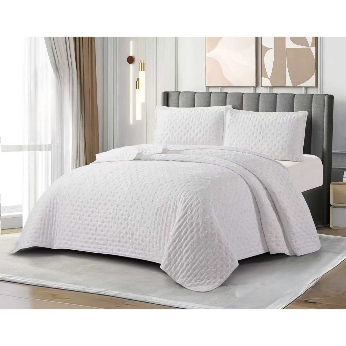 GENERICO - Cobertores Quilts Verano con Bordados en alto relieve técnica Tufting