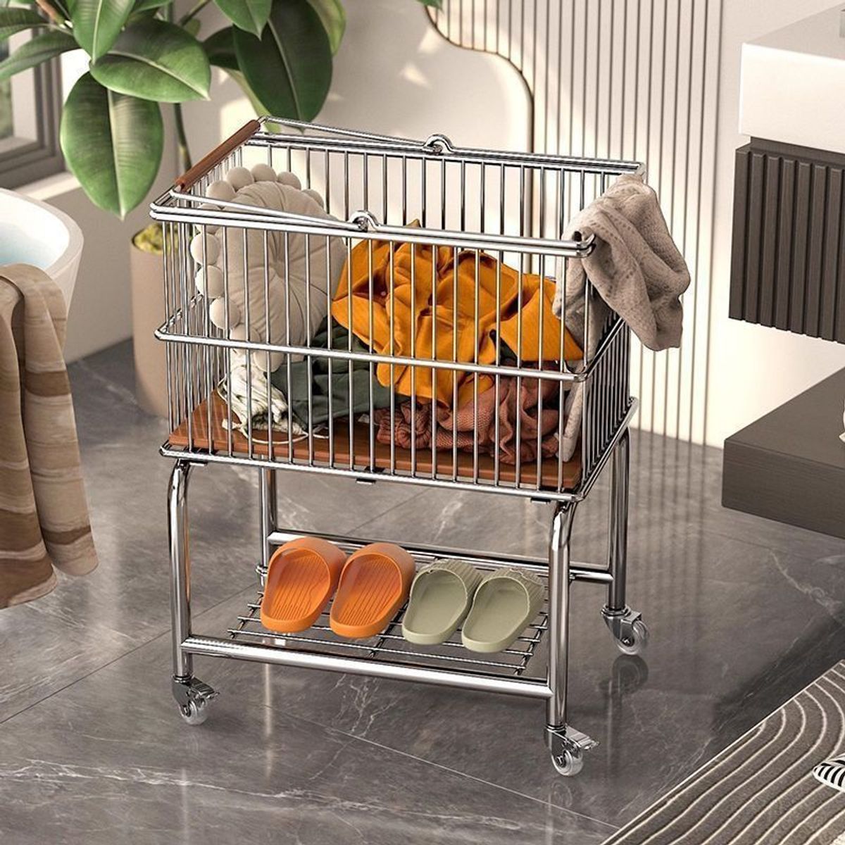 EVERSO - Cesta De Ropa Sucia Con Ruedas Cajas Removibles Organizador