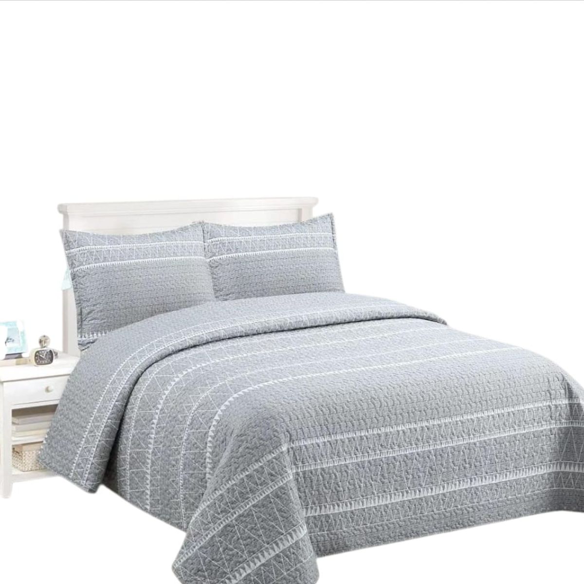 GENERICO - Cubrecama Quilt Plaza y Media Gris Geometrico