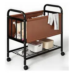 EVERSO - Cesta Canasto De Ropa Sucia Lavanderia Con Estante Y Ruedas