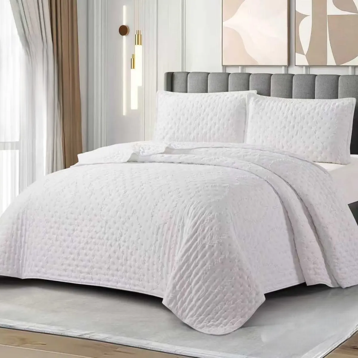 GENERICO - Cobertores Quilts Verano con Bordados en alto relieve técnica Tufting